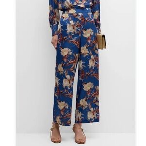 Misook Floral Crepe De Chine Wide Leg Pants NWT